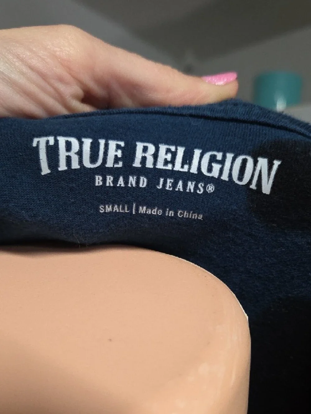 True Religion Blue and Black Tie-Dye Short Sleeve Tee